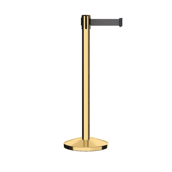 Montour Line Stanchion Belt Barrier Pol.Brass Post 13ft. Dk Gry Belt M630-PB-DGY-130